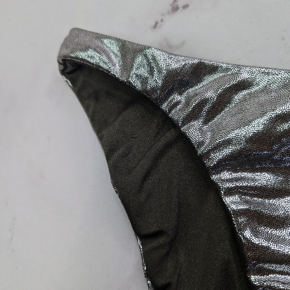 Good American Swim Bottom Women Foil Green Better Bikini Metallic - Picture 2 of 10